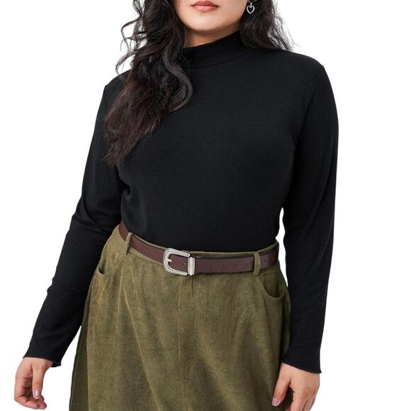 SOLD ๐NWT Cider Black Plus Size Mock Turtleneck Long Sleeve Bodysuit Size 1X - Picture 1 of 13